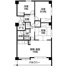 帯広マンション第2 3LDKの間取図画像