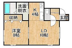 アバンタイム 1LDKの間取図画像