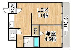 マルクエレガンス3 1LDKの間取図画像