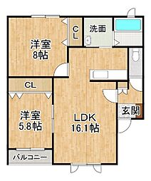 コルサＮ 3階2LDKの間取り