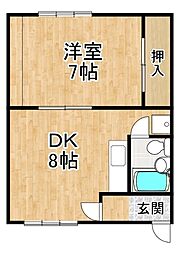 グリーンハイツ 2階1DKの間取り