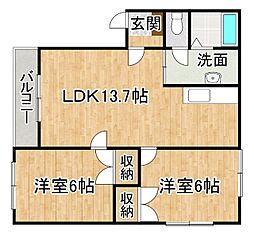 ラッキー・ストーリッジ1 2LDKの間取図画像