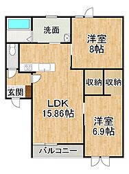 仮）西13南13丁目マンション 3階2LDKの間取り