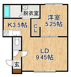 ウィステリア1 1LDKの間取図画像