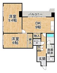 シャトー帯広 2DKの間取図画像
