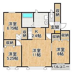 コーポTCB 3LDKの間取図画像