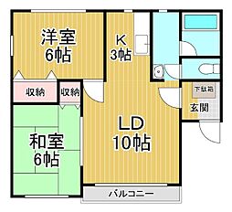つばさハイツ311 2LDKの間取図画像