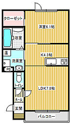 グラシアス帯広東B 1LDKの間取図画像