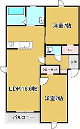 Dolce Bosco 2LDKの間取図画像