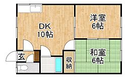 松本マンションB 2LDKの間取図画像