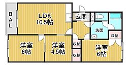 エルミタージュ 3LDKの間取図画像