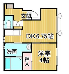 シェル・メゾンA 1DKの間取図画像