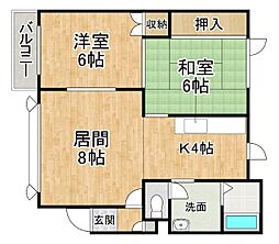 サニーハイツ 2LDKの間取図画像