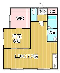 コーポヤマ 1LDKの間取図画像