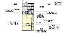 レオパレスDA・MARYA-F 1Kの間取図画像