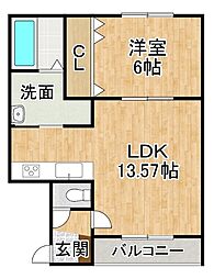 BergMund 1LDKの間取図画像