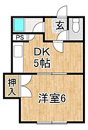 コーポルミナス 1DKの間取図画像