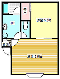 わんわんハイツ 1DKの間取図画像