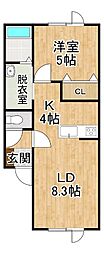 ウィステリア3 1LDKの間取図画像