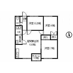リバーサイドハウス3 3DKの間取図画像