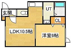 ベルエットRTS 1LDKの間取図画像