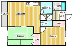 コーポピュア 2LDKの間取図画像