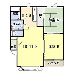 グリーンオークス 2LDKの間取図画像