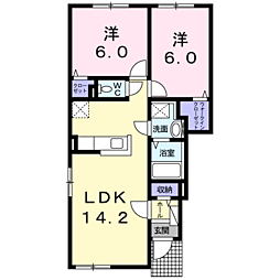 クシースペース 2LDKの間取図画像