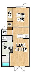 CascadeI 1LDKの間取図画像