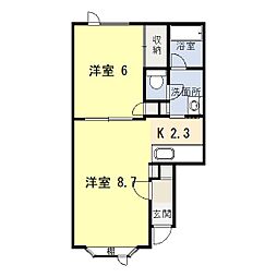コーポサンA 1LDKの間取図画像