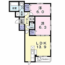 グランドコモンズ 2LDKの間取図画像