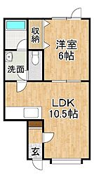 クリエイト1 1LDKの間取図画像