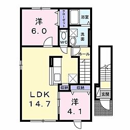 ベルメゾン中鈴蘭1 2LDKの間取図画像