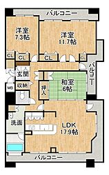 パシフィック西6条プライム 3LDKの間取図画像