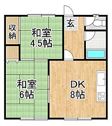 寿ハイツ 2DKの間取図画像