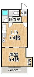 コーポラスNAO 1DKの間取図画像