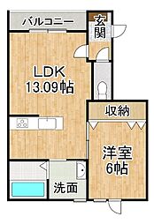 Raylass 1LDKの間取図画像