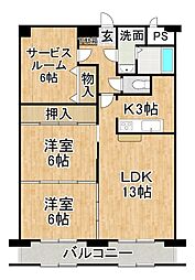 パシフィック・クリオコート 2SLDKの間取図画像