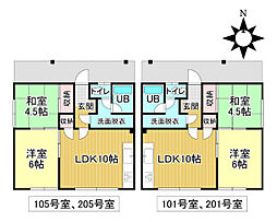 スカイハイツ 2LDKの間取図画像
