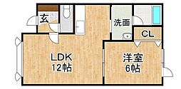グリーンフィールド 1LDKの間取図画像