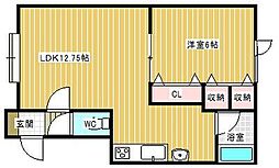 メゾンウィッシュ 1LDKの間取図画像