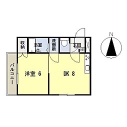 マーベリック帯広 1DKの間取図画像