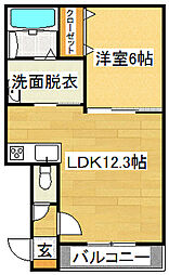 ベルエットクレール 1LDKの間取図画像