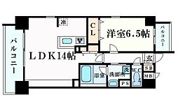 ツインアウルズ 4階1LDKの間取り