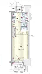 プレサンス丸の内リラティ 9階1Kの間取り