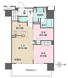 リニアゲートタワー名古屋 7階2LDKの間取り