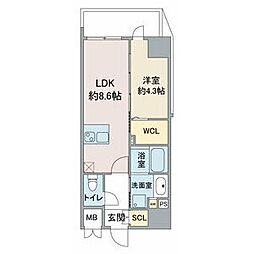 ブレストンコート金山 6階1LDKの間取り