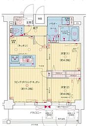 プレサンス名古屋菊井セルカ 11階2LDKの間取り