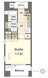 都営大江戸線 若松河田駅 徒歩3分の賃貸マンション 4階1Kの間取り