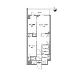 西武新宿線 西武新宿駅 徒歩3分の賃貸マンション 4階2DKの間取り